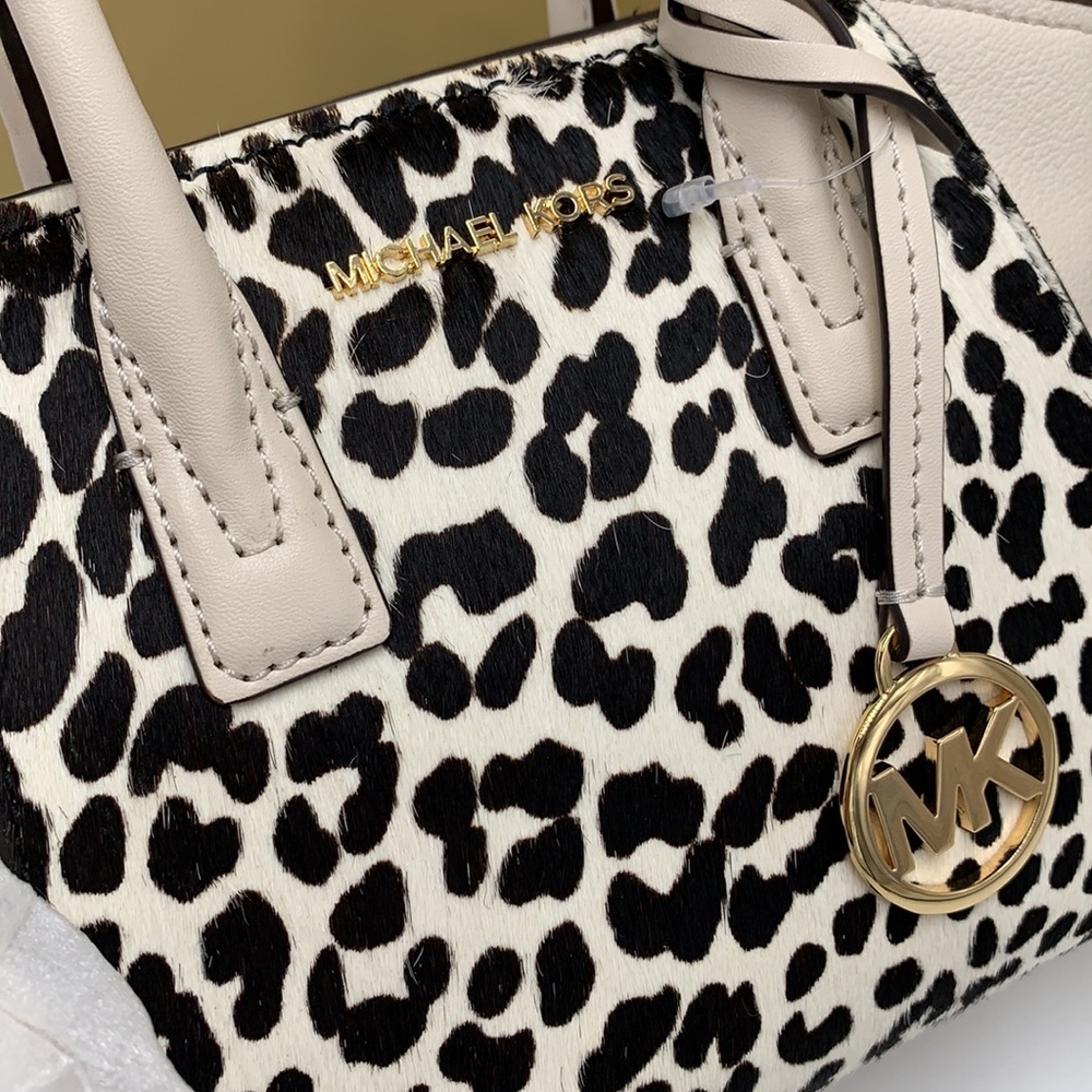 Avril Extra-Small Cheetah Print Calf Hair and Leather Satchel Light Cream multi - Picture 10 of 16
